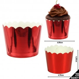 Cupcake Muffin Kalıbı Kırmızı Renk Folyo 25 Adet