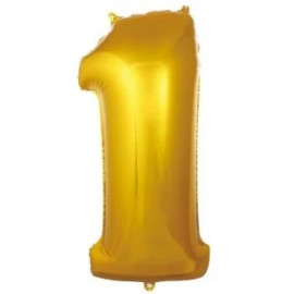 1 Rakam Folyo Altın Balon 40" Inç (102 Cm)