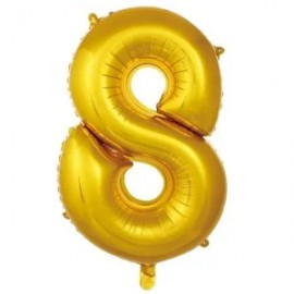 8 Rakam Folyo Altın Balon 40" Inç (102 Cm)